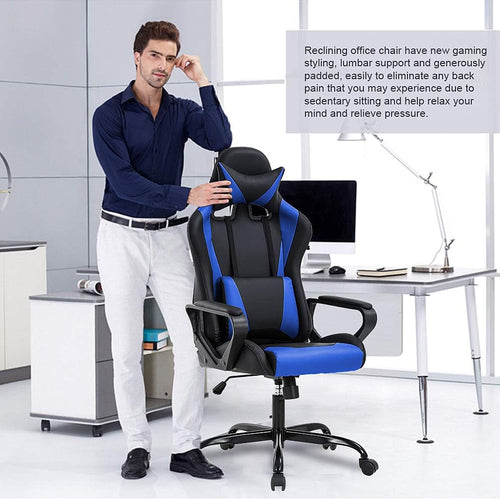 High-Back Gaming Chair PC Office Chair Computer Racing Chair PU Desk