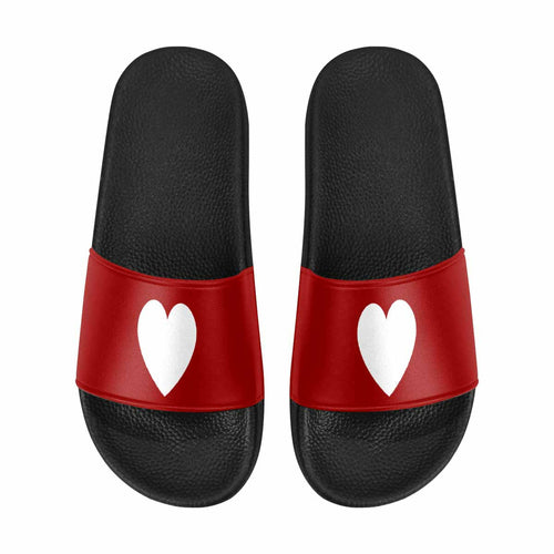 Womens Slide Sandals - Red and White Heart
