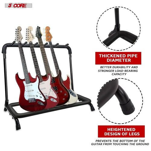 5Core Guitar Rack 5 Slot Multi Guitars Stands Floor Safe Storage for