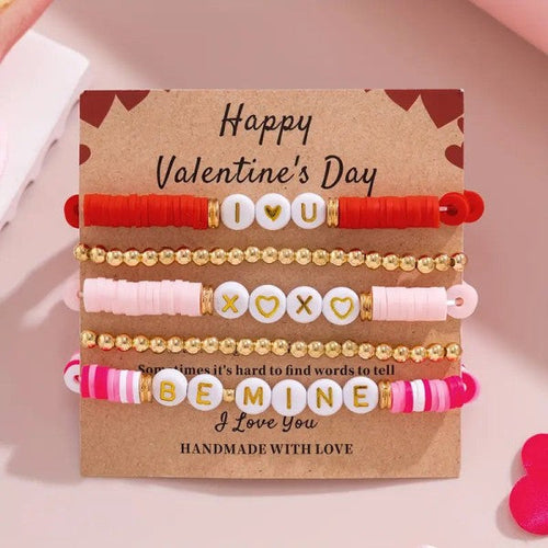 XOXO + Hearts Valentines Day Bracelet Set