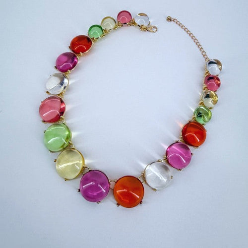 Multicolor or Clear Resin Round Necklace