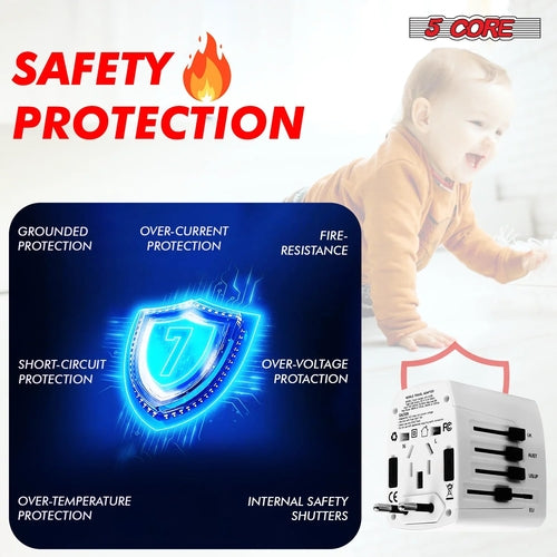 5Core Universal Travel Adapter International Power Adapters 3 Pack