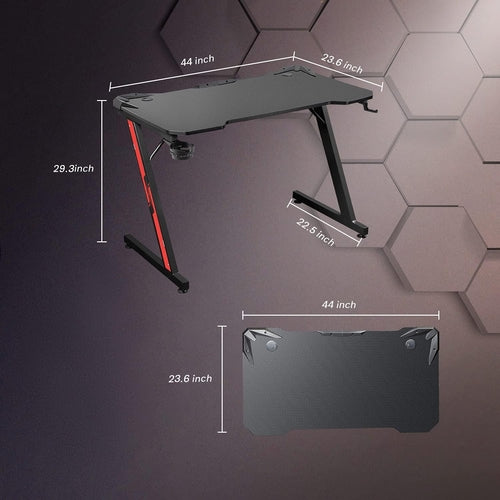 Gaming Desk, Computer Desk with Carbon Fiber Surface, Gaming Table Z