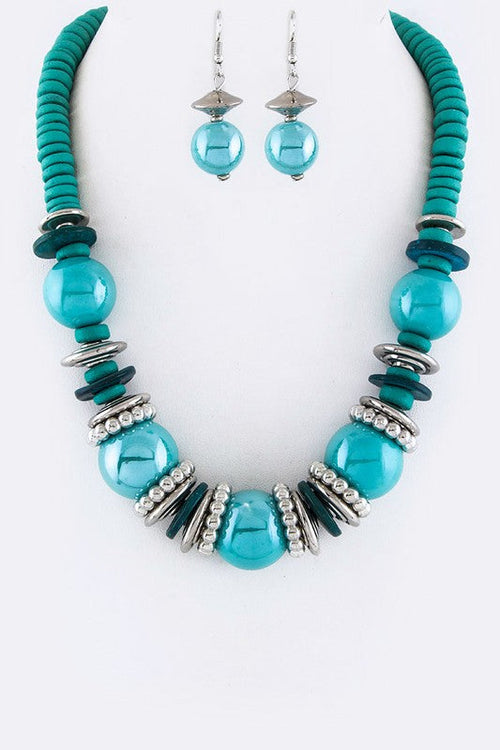 Mix Beads & Disks Necklace Set