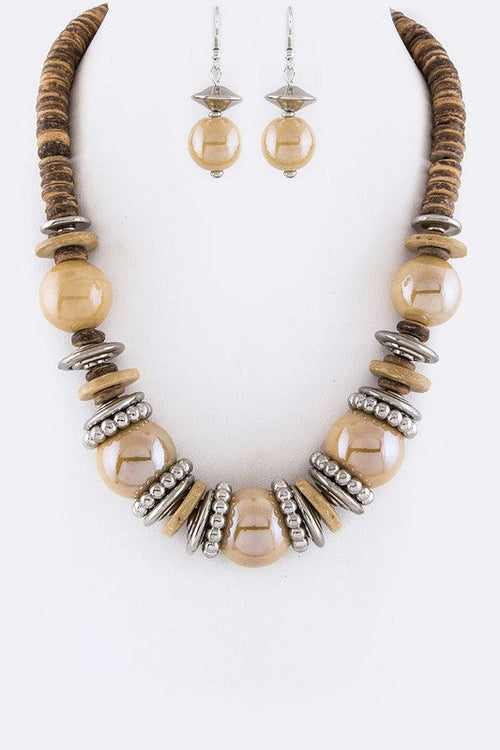 Mix Beads & Disks Necklace Set