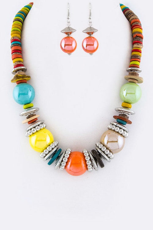 Mix Beads & Disks Necklace Set