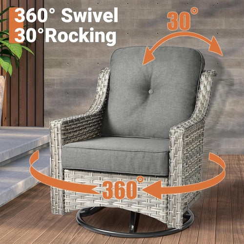 5 Piece Outdoor Patio Furniture with 3 Seat Sofa,Rattan Wicker