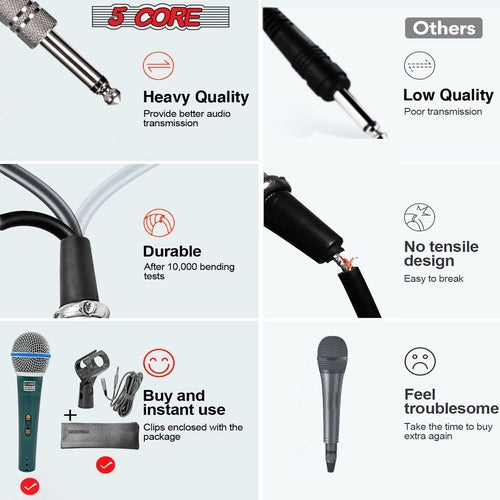 5Core XLR Microphone Dynamic Mic Karaoke Singing Studio Microfono