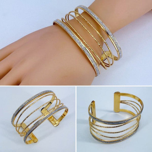 Gold Finish Adjustable Cuff Bracelet