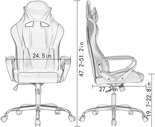 Ergonomic Gaming Chair with Lumbar Support (White)