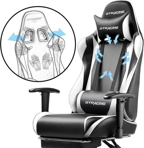 Gaming Chair with Footrest, Ergonomic Computer Game Desk Chair,