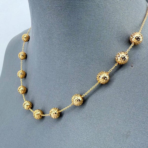 Gold Finish Dainty Chain Shamballa Balls Necklace