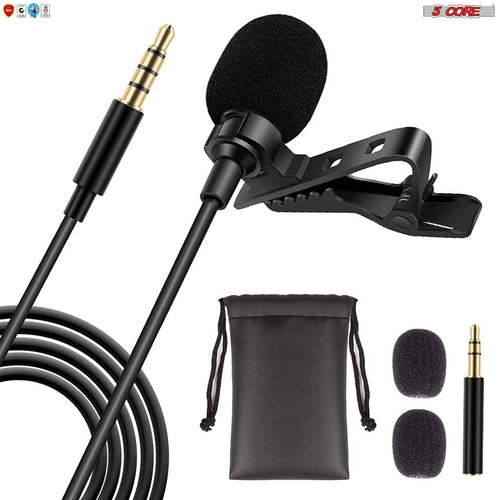 5Core Lavalier Microphone Clip On Professional Grade 3.5mm Lapel Mic