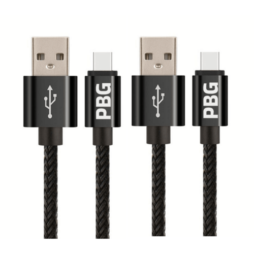 PBG 10FT XL Type-C Charger Cable - Nylon Woven Zebra Pattern 2 Pack