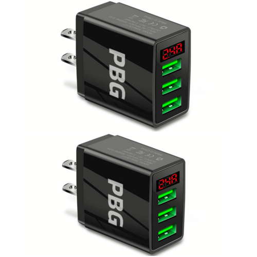 3-Port USB Quick Wall Charger with LED Voltage Display - Safe & Fast