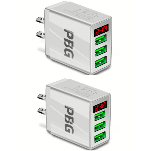 3-Port USB Quick Wall Charger with LED Voltage Display - Safe & Fast