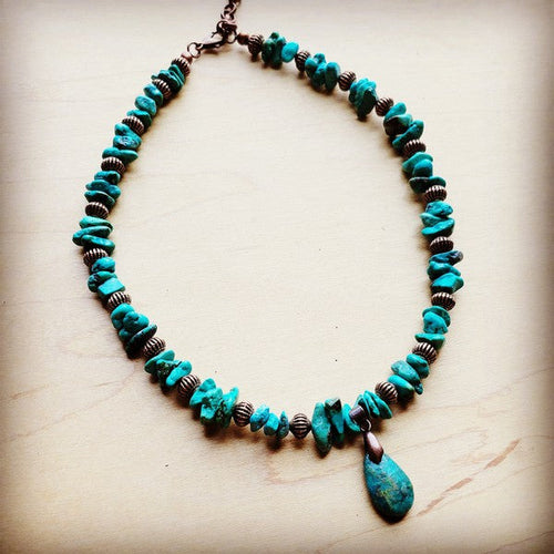 xx-Genuine Turquoise Necklace w/ Teardrop Pendant