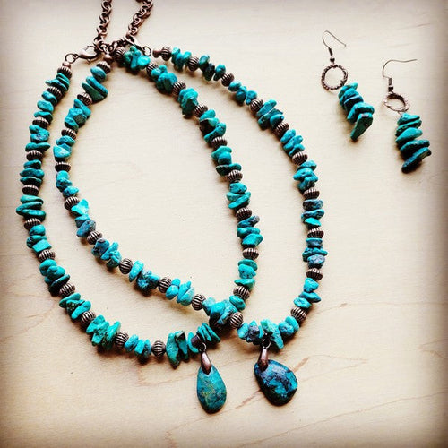 xx-Genuine Turquoise Necklace w/ Teardrop Pendant