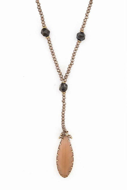 Crystal Pendant Beaded Long Necklace Set