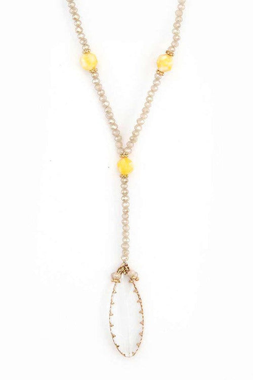 Crystal Pendant Beaded Long Necklace Set