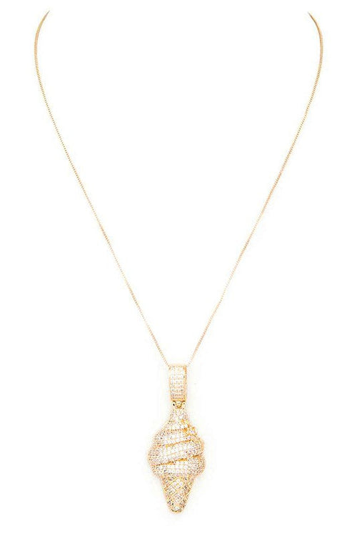 Micro Setting CZ Ice Cream Cone Pendant Necklace