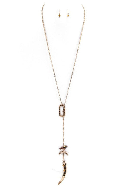 Iconic Druzy Horn Drop Necklace Set