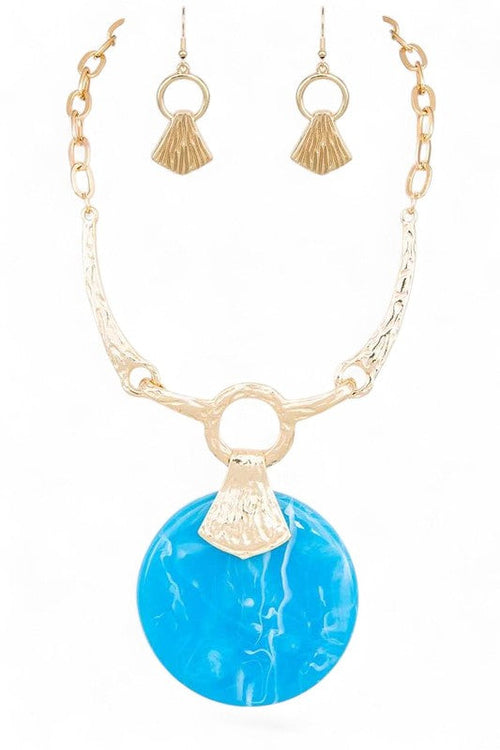 Oversize Faux Stone Resin Pendant Necklace Set