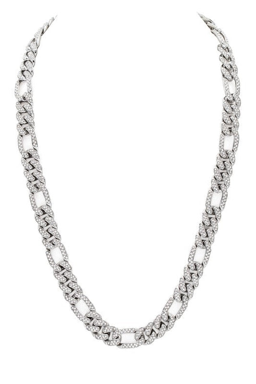 24 Inches Unisex Crystal Cuban Chain Necklace