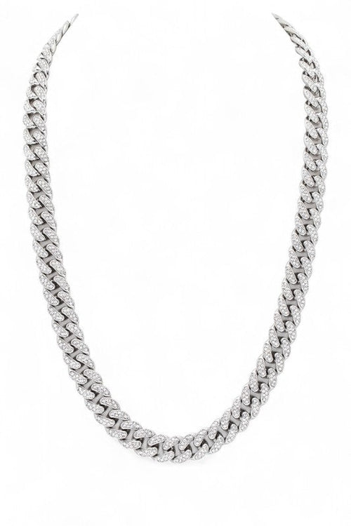 24 Inches Unisex Rhinestone Cuban Chain Necklace