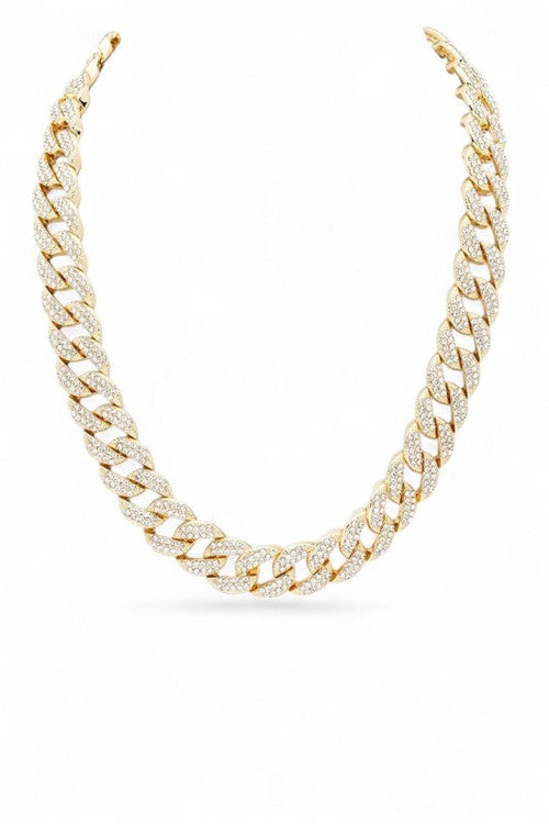Full Stone Cuban Chain Statement Necklace