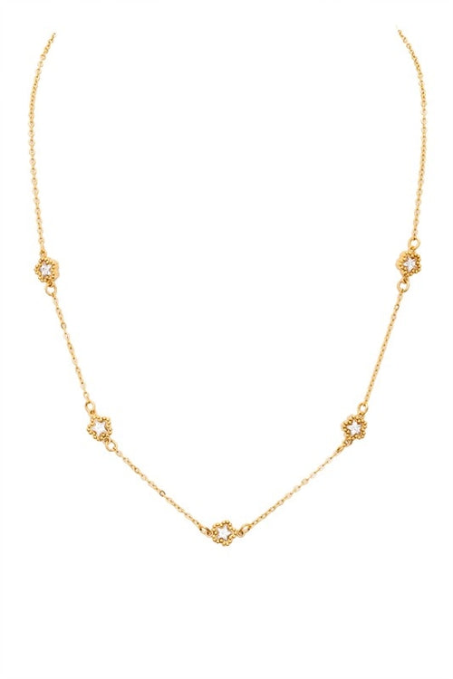 Cubic Zirconia Star Station Dainty Necklace
