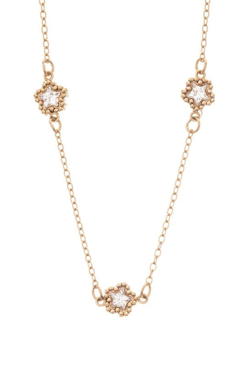 Cubic Zirconia Star Station Dainty Necklace