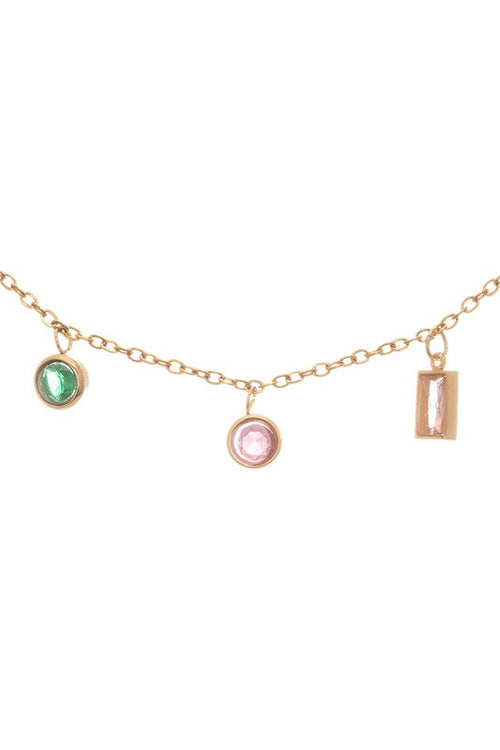 Bejeweled Mix Color Fringe Gem Necklace