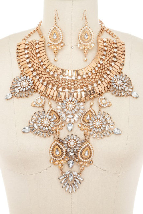 Pearl Crystal Red Carpet Ready Statement Necklace