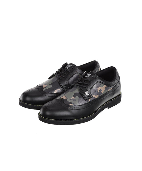 Men's Camo Wingtip Brogue Shoes - Black