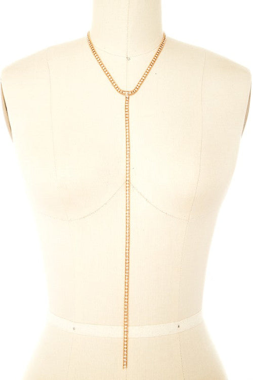 Rhinestone Long Drop Necklace Set