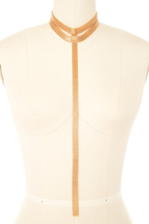 Mesh Chain Choker Long Drop Necklace Set