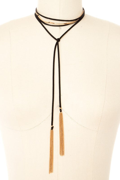 Convertible Wrap Around Tassel Necklace Set
