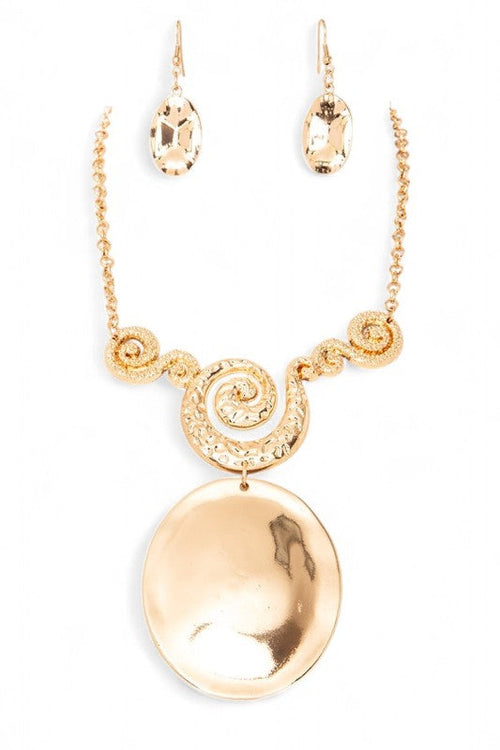 Oversize Oval Pendant Collar Necklace Set