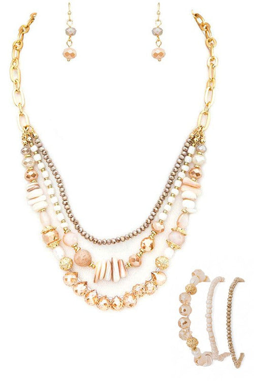 Mix Beads Layer Necklace Set
