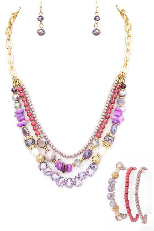 Mix Beads Layer Necklace Set