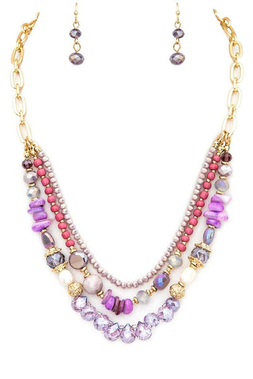 Mix Beads Layer Necklace Set