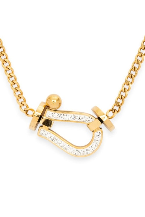 Rhinestone Horse Shoe Pendant Necklace