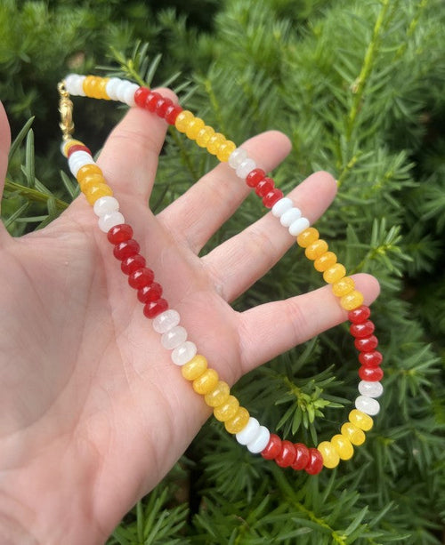 KC Chiefs Beaded Stone Necklace NFL Kansas City