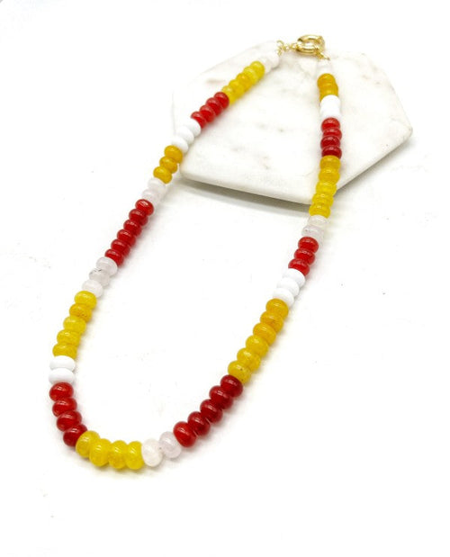 KC Chiefs Beaded Stone Necklace NFL Kansas City