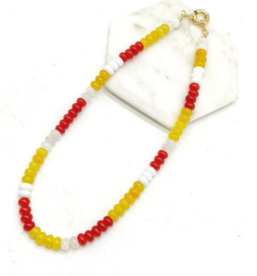 KC Chiefs Beaded Stone Necklace NFL Kansas City