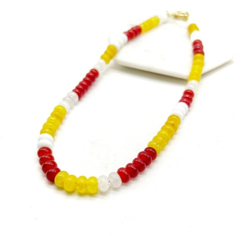 KC Chiefs Beaded Stone Necklace NFL Kansas City