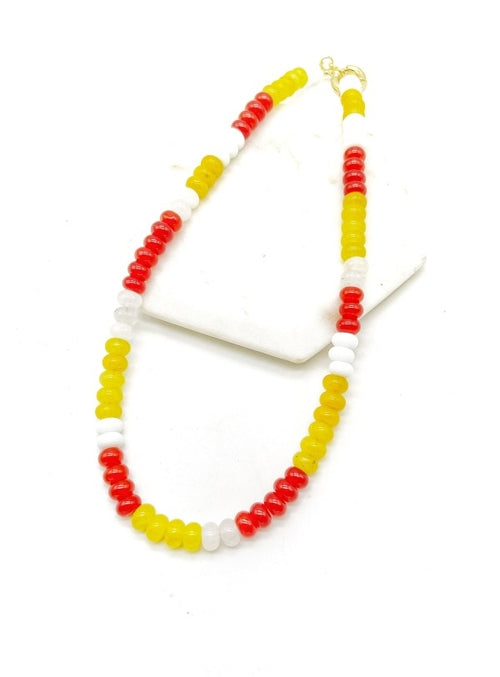 KC Chiefs Beaded Stone Necklace NFL Kansas City