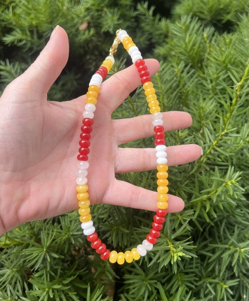 KC Chiefs Beaded Stone Necklace NFL Kansas City