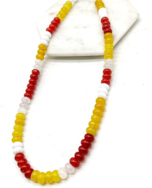 KC Chiefs Beaded Stone Necklace NFL Kansas City